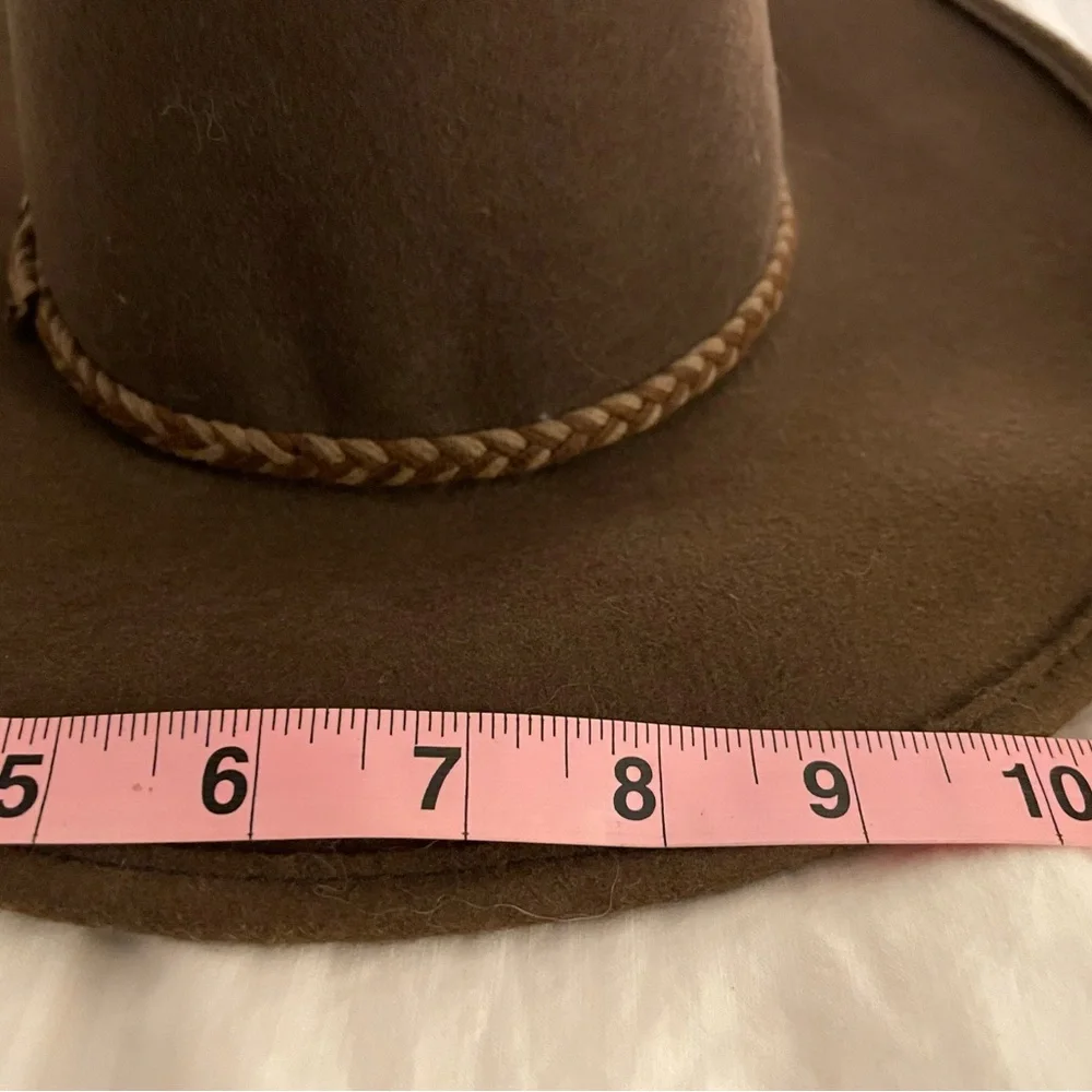 STETSON Genuine Buffalo Wool Fur Water Resistant Mink Brown Cowgirl Hat NWT